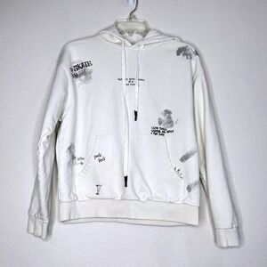 MAYBE CRAZY Hoodie White w. Graphics Unisex One Size‎ Streetwear Skater